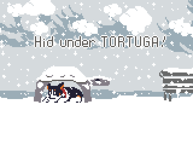 This snow is too much — time to take cover! Woof!